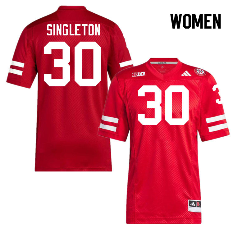 Women #30 DJ Singleton Nebraska Cornhuskers College Football Jerseys Stitched Sale-Scarlet